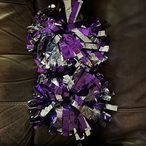 Set of purple/silver cheer poms